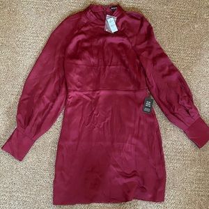Express maroon silk longlseeve dress - medium